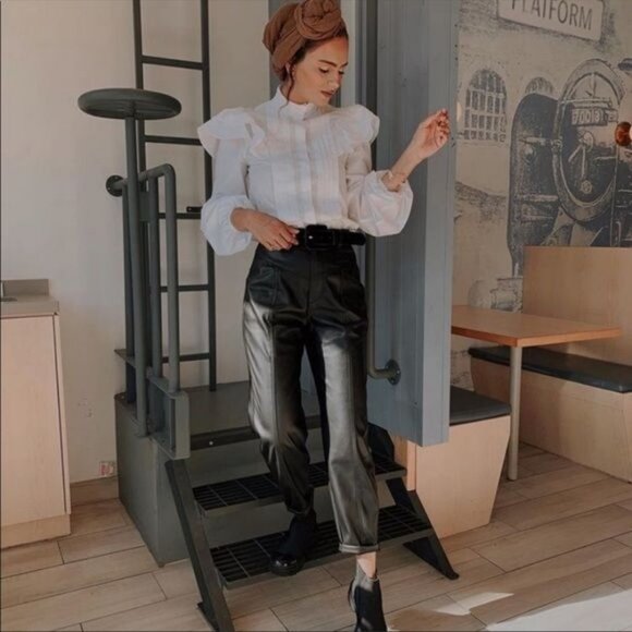 NWOT Zara 80's Corsy Faux Leather Pants Size 2 - Picture 3 of 12